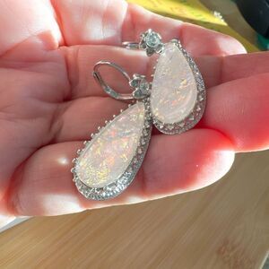 Moonwater Drop Silver Plated Teardrop Earrings with Iridescent Pearl White Inlay
